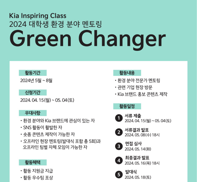 기아, 대학생 서포터즈 '그린체인저' 홍보 포스터. 기아 제공